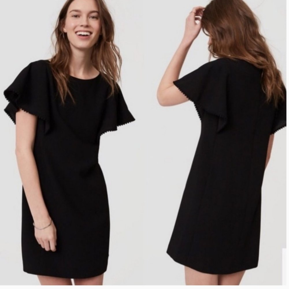 LOFT Pom Pom Flutter Sleeve Dress